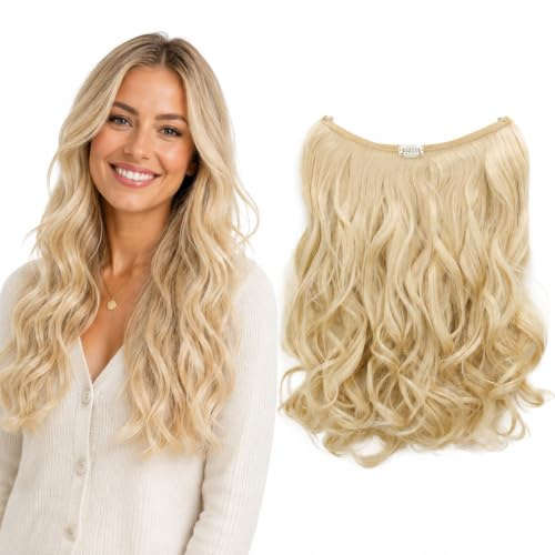 CAISHA 50cm Extension Gummiband Haarteil Gewellt Hellblond E116-1