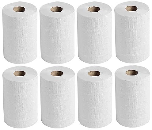 Pack of 8 - Kitchen Rolls, 2 PLY Centrefeed Kitchen Towels, Embossed White Hand Napkins, 40GSM Kitchen Towel Paper, Wiping Napkin Roll, Strong & Durable Kitchen Roll Bulk Buy (300 Sheets/Pulls)