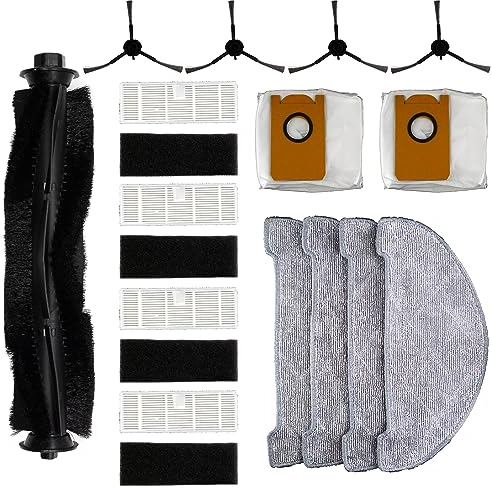 Waremax Ersatzteile für Honiture Q6 Pro, für Laresar L6 Pro, für Imou L11 Pro, für AIRROBO T10+, für Neabot N2 Saugroboter, 1 Hauptbürsten, 4 Seitenbürsten, 4 Filter, 4 Mopp Wischtücher, 2 Staubbeutel