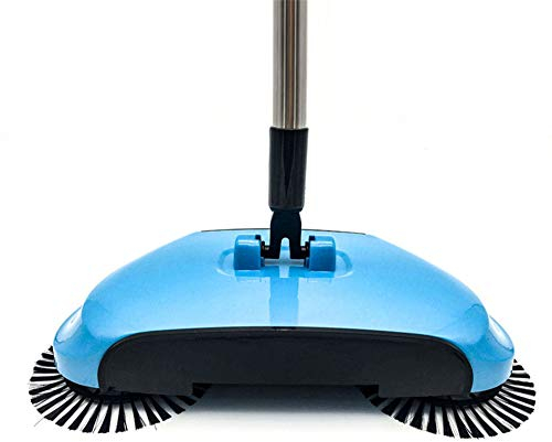 Frdun Home Sweeper Cleaner Machine Hand-pushed Sweeping Robot, 180° Rotatable Cleaning Mop Quick Dry Mop, Hand Push Sweeper Home Sweeping Vacuum Cleaner, (2 Cloth, Dark Blue)
