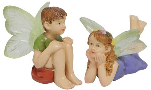 BESPORTBLE 2 - -Figuren Paar -Statuen Mini-Fee-Garten- -Figuren -Landschaftsornament Für Garten Hof Heimdekorationen