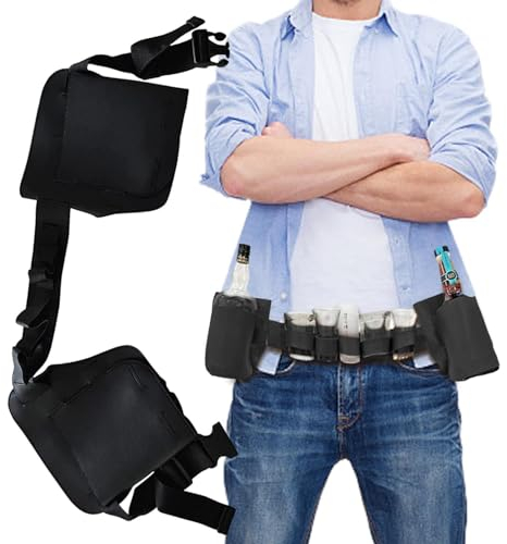 Étui à bière avec sangle de taille réglable, 2 bouteilles de soda en cuir, ceinture porte-bouteille pour fêtes, camping, pique-nique, plage et randonnée en plein air, Noir , Refer to description,