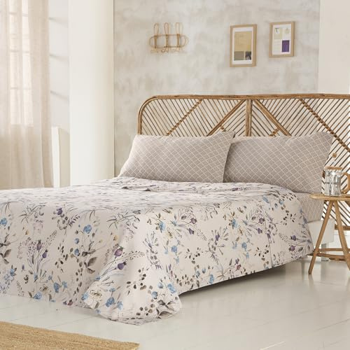 COTTON ARTean Juego sabanas Arina Cama 90 ALGODÓN SATÉN 200 Hilos Beige | Incluye 3 piezas: encimera, bajera ajustable, 1 funda de almohada. Certificado OEKO-TEX