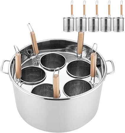 forplubossmmp Pentole per Pasta E Pentole A 5 Fori, Pentole per Cottura A Vapore in Acciaio Inossidabile, Scolapasta per Domestica E Commerciale, Set di Pentole Multiple(con Cestello Scolapasta 5*)