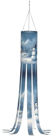 WCXTHGFA Windsack mit Schneemann-Druck, vielseitig, charmante Outdoor-Dekoration für Herbst, Erntedankfest, Winter