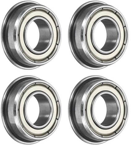 sourcing map F688ZZ Flanged Ball Bearing, 4pcs 8 x 16 x 5 mm Chrome Steel Double Shielded ABEC3 ZV2 Flange Bearings