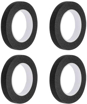 sourcing map Lot de 4 rouleaux de ruban de masquage noir de 1,1 cm de large et 13,1 m de long pour la maison, le bureau, l'entrepreneur commercial, peinture propre et anti-goutte