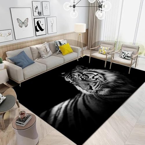 Bettvorleger 3D-Illusionsteppich Kleiner Teppich Wildtier-Tiger Teppich,Schlafzimmerteppich,Jungenteppiche Für Schlafzimmer,Wohnzimmerteppich 80 X 160 cm - Leicht Zu Reinigen-3011857317