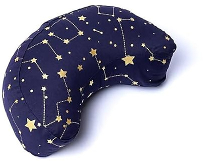Pure Shanti Coussin demi-lune en 100 % coton bio | Rempli de paille de sarrasin naturelle | Coussin rond de yoga | Certifié OCS | Avec fermeture éclair pour le remplissage