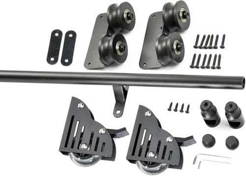 Rollleiter, Hardware-Bibliothek, Schiebeleiter, Hardware-Kit, Metall-Stahl-Rundrohrschiene, 1 m - 7,3 m Schiebeleiter, Bibliothek, komplettes Set, Hardware Rollschiene (ohne Leiter (Größe: 200 cm