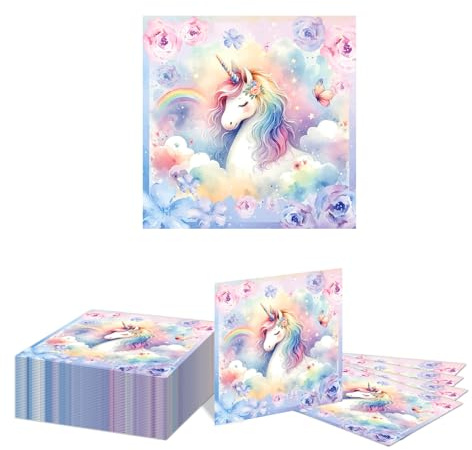 Kotkiddy 40 Servietten Einhorn Regenbogen Deko Dinnerparty 33x33cm