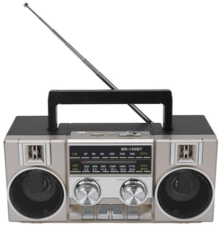Portable FM AM SW Radio Full Band Clear Sound Quality Radio with RGB Bluetooth Speaker for Garden Park Bathroom (Gold)