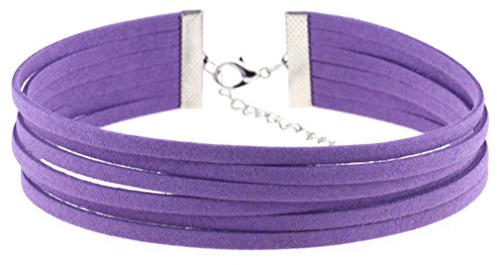 Blausky 4 Stück Halskette Damen,Mehrschichtig Gotisch Choker aus Wildleder Vintage Halsband Kette Schmuck Verstellbar Lolita Kostüm Zubehör für PartyHalloween Karneval Maskerade,Lila