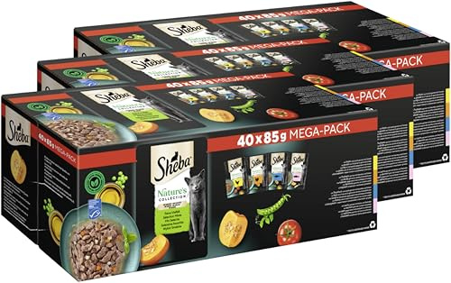 SHEBA® Portionsbeutel Mega-Pack Nature's Collection in Sauce Feine Vielfalt (MSC) 3 x 40 x 85g