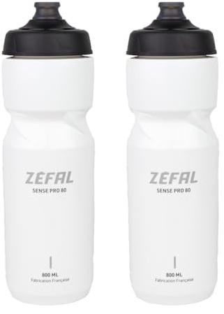 ZEFAL Sense Pro 80 Fahrradflasche 800 ML x 2 - Set mit 2 Fahrrad Trinkflasche Auslaufsicher - Trinkflasche Fahrrad Weiß 800 ML - BPA frei - 2 Premium FahrradTrinkflasches