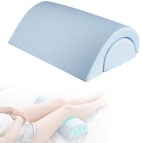 MIUUIPI Cuscino a mezzaluna, 2 in 1 semicircolare, cuscino per ginocchia per gambe, ginocchia e schiena, cuscino per gambe e rullo cervicale con memory foam, 50 x 28,5 x 16 cm (blu)