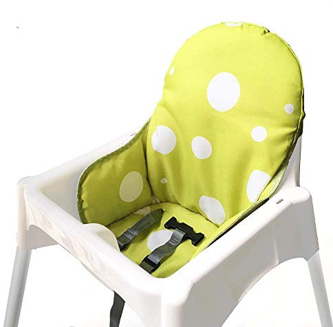 ZARPMA Sätesöverdrag kudde för Ikea Antilop barnstol, tvättbar hopfällbar baby barnstol kudde bomull vadderad insats för Ikea barnstol (grön)