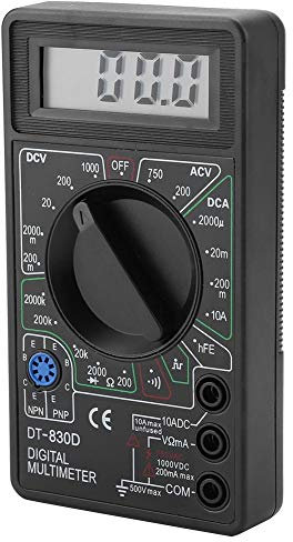 Multímetro digital, medidor de amperios Multímetro digital de rango automático, ohmios DT830D Volt para prueba de diodos Prueba de transistores Medición de zumbador Medición de continuidad