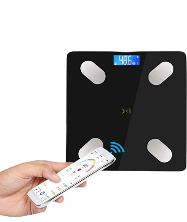 Deals-Andowl Bilancia Impedenziometrica Pesa Persona Digitale Bluetooth Misura Precisa di Peso, Massa Magra, Massa Muscolare, BMI, Massa Ossea per Dispositivi iOS e Android-400 lbs