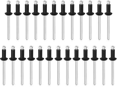 sourcing map 25Stk Nylon Blindnieten 3/16x7/16 (4.8mmx11.2mm) Niete Verschluss für PC Brett Stoßfänger Verkleidung Paneel Halterung Schwarz