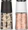 Hotder Salt and Pepper Grinder Set,Salt and Pepper Mill with Adjustable Ceramic Core& Glass Body,Salt & Pepper Shakers for Condiment and BBQ,No Salt/Pepper Included (2pack)(140ml)