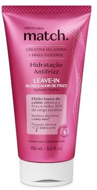 O Boticário Match Leave-In Hidratación Anti-Frizz, Antiencrespamiento Cabello con Glicerol y Ácido Hialurónico Vegan, 150ml
