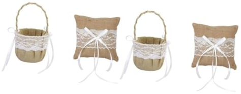 Ciieeo 2 Stücke Set 6 Sackleinen Jute Bearer Kissen Spitze Trim Für Elegante Hochzeit Decor