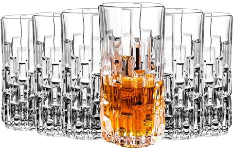binsakao Highball Glasses - Drinking Glasses Set of 6-317 ml Tumblers Water Glasses - Glassware Sets - Collins Tall Beverage Cups for Cocktail, Drinks, Water, Beer, Soda