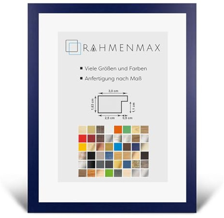 RahmenMax PuzzelMax Puzzlerahmen Bilderrahmen Posterrahmen 61x91,5 cm Dunkelblau Gewischt 91,5x61 cm mit klarem Kunstglas