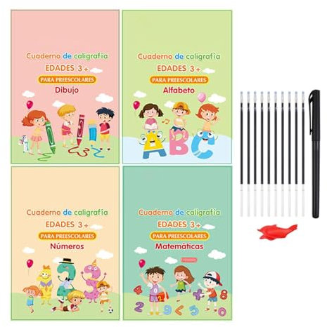 Shenrongtong Spanische Handschriftbücher für Kinder, Spanisches Schreibübungs-Notizbuch,Spanisches Schreibübungs-Notizbuch - Arbeitshefte zum Spanischen Schreiben mit Stiften und Griff für, Mädchen,