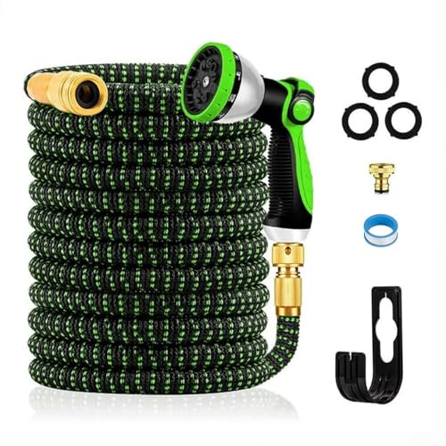 WESEN Expandable Garden Hoses 25ft/50ft/100ft/125ft/150ft, Hose Pipe with 10 Pattern Spray Nozzle 3/4&1/2 Metal Connector, Heavy Duty Magic Flexible Retractable Hose for Gardening/Washing/Cleaning
