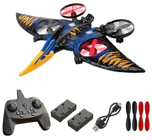 Pterodactyl Dinosaurie-leksaksdrönare för barn, lätt att flyga, drake, fjärrstyrt flygplan, flygande leksak, födelsedagspresenter för pojkar, hobby, fjärrstyrt flygplan (blå)
