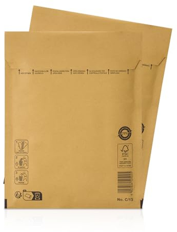 25 st bubbelkuvert vadderade kuvert fraktpåsar kuvert bubbelpåsar lämpliga för DIN A5/C6+, fraktförpackning med självhäftande förslutning C3 (170 x 225 mm) 13/C, brun