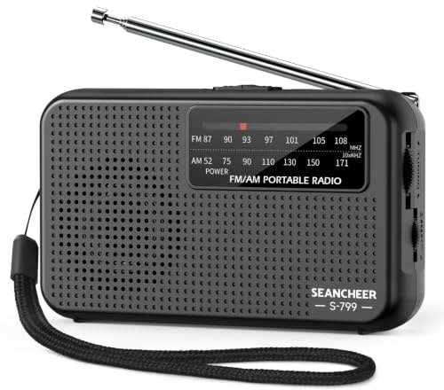 SEANCHEER S-799 Am/FM Radio Portatil Pequeña Pilas con Excelente Recepción | Transistores Radio Pequeña con Cordón, Ideal para Personas Mayores, Viajes, Jardín y Emergencias