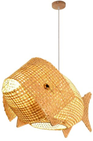 LQZCXMF Lámparas De Bambú Únicas Tejidas A Mano Con Fibras Naturales, Farol Con Forma Pez, Lámpara De Cesta Japonesa, Lámpara Colgante De Ratán, Lámpara De Cesta De Bambú Para Restaurante