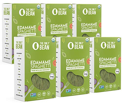 The Only Bean - Edamame Pasta (Spaghetti) - Gluten Free Pasta, Keto Low Carb Pasta Noodles, High Protein Pasta, Organic Healthy Noodles, Edamame Pasta, Edamame Noodles, Vegan Pasta - 8 oz (6 Pack)