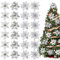 Whaline 24Pcs Christmas Poinsettia with 24Pcs Clips 4 Design Glitter Silver Artificial Flower Winter Party Supplies for Xmas Tree Ornament Wedding Birthday Wreath Decoration