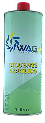 Diluant acrylique 1 L standard / verres / rapide pour déilution des fonds, vernis et transparents acryliques - Waga Paint Tecniques (Standard)