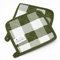 Lot de 2 maniques pratiques, à carreaux, écologiques, 100 % coton, pour casseroles, porte-casseroles, en vert et blanc, 20 x 20 cm