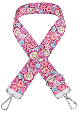 Längenverstellbarer Schultergurt für Taschen, 80-140cm 3.8cm Breit Taschengurt Bunt Muster Schulterriemen mit Karabiner Taschenriemen Mädchen DIY Taschenzubehör für Schultertasche und Handtaschen,#4