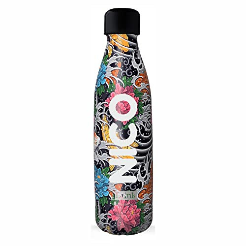 I-Drink Gourde 500 ml Thermique Acier Bottles Modèles Nature Animaux Animaux IDRINK INCISION INCLUS (500 ml) - Personnalisation avec texte de votre choix (Carpa Koi)