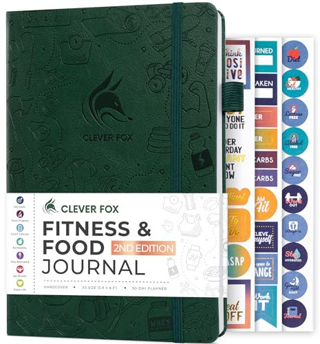 Clever Fox Fitness & Food Journal – Nutrition & Workout Planner for Women & Men – Diet & Gym Exercise Log Book with Calendars, Diet & Training Trackers - Undated, A5 Size, Hardcover (Forest Green)