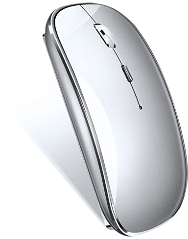 QYFP Souris Bluetooth sans fil pour ordinateur portable/bureau/PC, souris rechargeable compatible avec iPadOS/MacBook Pro/Air/Android/iOS tablette/Mac/ordinateur