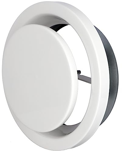 Ø80 Ø100 Ø125 Ø160 mm – DOMUX Bouche VMC Extraction Design Premium – Grille Acier Blanc Laqué Haut Débit Silencieuse – Cuisine Garage Atelier Local Technique – Garantie 5 Ans – Ø160 mm