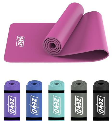 ZENO Yoga Mat | Yoga Mats for Women | Exercise Mat | Extra Thick Gym Mats for Pilates, Stretching, Resistance Workout & Therapy | Water Resistant | Triple Layer | 10mm Thick | FREE Carry Strap | Pink