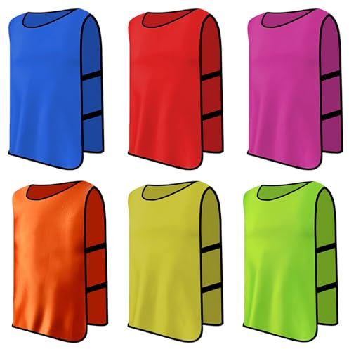 6 Stück Fußball Leibchen Kinder Set, Sport Training Lätzchen, Trainingsleibchen Basketball für Kinder, Sport Trikot Leibche für Fussball, Netzball, Rugby, Hockey, Cricket, Volleyball (Mehrfarbig)