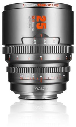 7artisans Objectif cinéma Professionnel T2.1 25 mm, Cadre S35 Compatible avec Monture Macro 4/3, pour LUMIX GH5LL/LUMIX GH5S/Z CAM/LUMIX GH6/BMPCC4K/DC-BGH1(Gris Titane