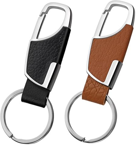 Omnikryp 2pcs Auto Schlüsselanhänger, Schlüsselanhänger für Auto Motorrad, Leder Keychain, Universal Schlüsselband für Autoschlüssel, Geschenk Glücksbring