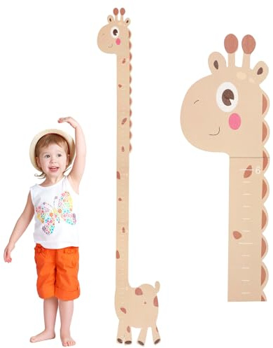 Messlatte für Kinder,180cm Messlatte Kinder Holz Personalisiert,Süße Giraffen Wand-Dekoration & Weihnachtsgeschenke für Jungen und Mädchen (Holz)