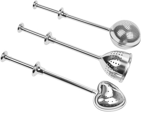 Teezange 3 Stück Teesieb für Losen Tee - Teaballs mit Teleskopgriff,Teeei 304 Edelstahl, Teebeutel, Tee Sieb, Tea Infuser, Edelstahl-Mehlsieb-Staubwedel - Zucker, Mehl, Gewürze, Kakaopulver